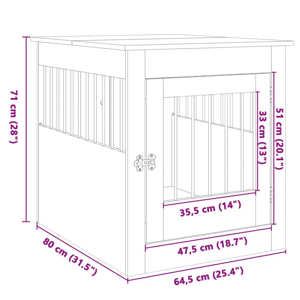vidaXL Jaula para perros madera de ingenier&iacute;a roble Sonoma 55x80x68 cm, , large Imagen numero 20