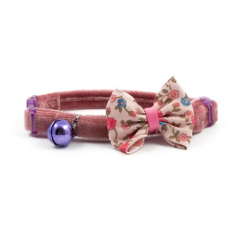 Collar vintage con lazo y cascabel para gatos color Rosa, , large image number null