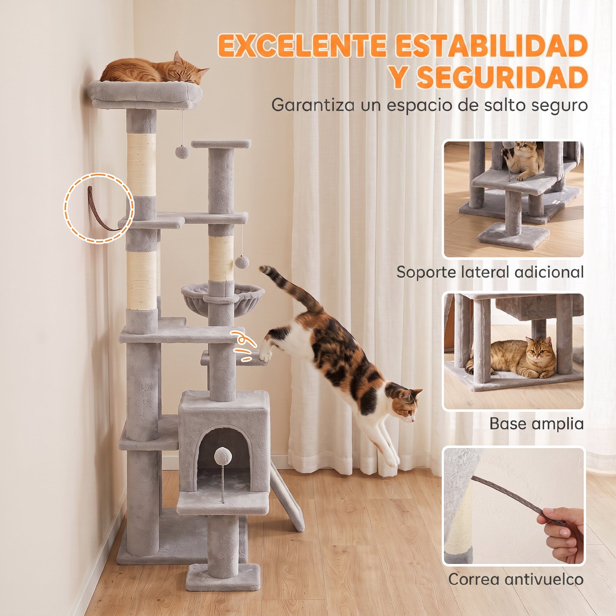 PawHut &Aacute;rbol para Gato Gris claro, , large Imagen numero 5