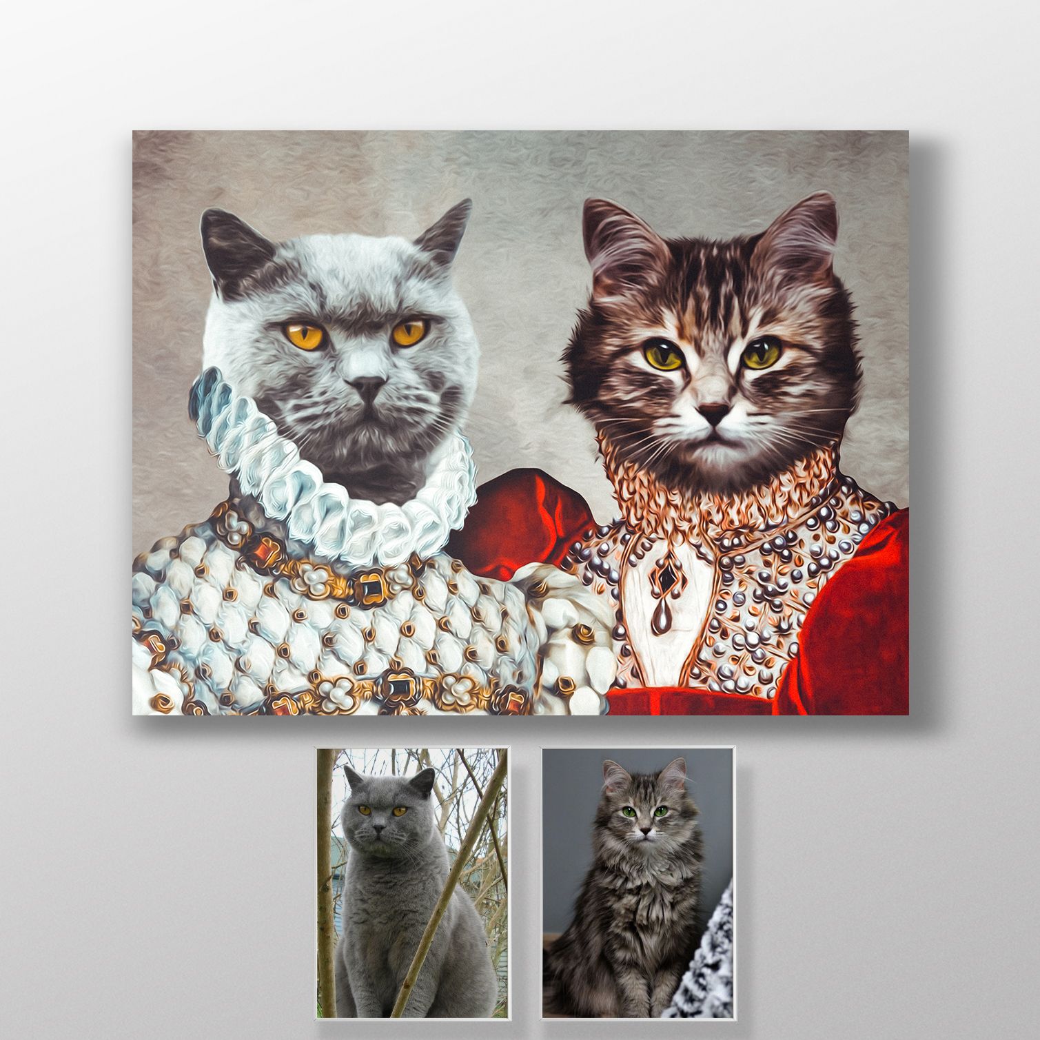 Pet Story Retrato Personalizado de Mascota Lienzo Las Reinas thumbnail