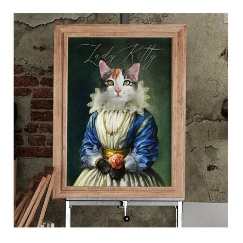 Mascochula artística lady retrato realista personalizada en lámina con tu mascota thumbnail