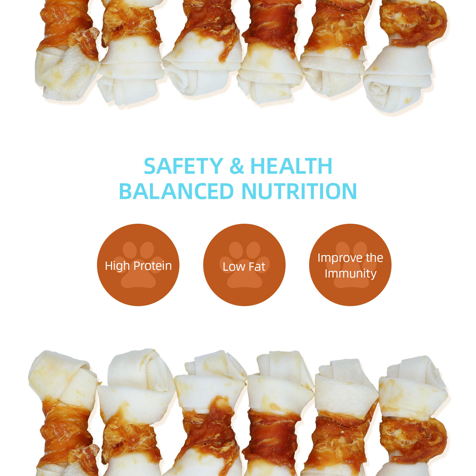 Nobleza- Hueso para Masticar con dise&ntilde;o de Pollo para Perros,  Pollo Envuelto Rawhide Huesos con Nudos, Materias Primas Naturales Seleccionadas Golosinas para Perros Naturales - 6 PCS / 600g, , large Imagen numero 4