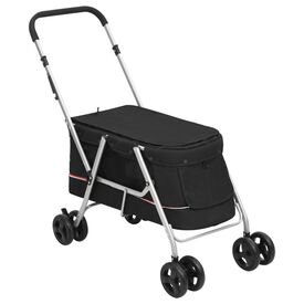 VidaXL Cochecito Cubierto negro para perros y gatos
