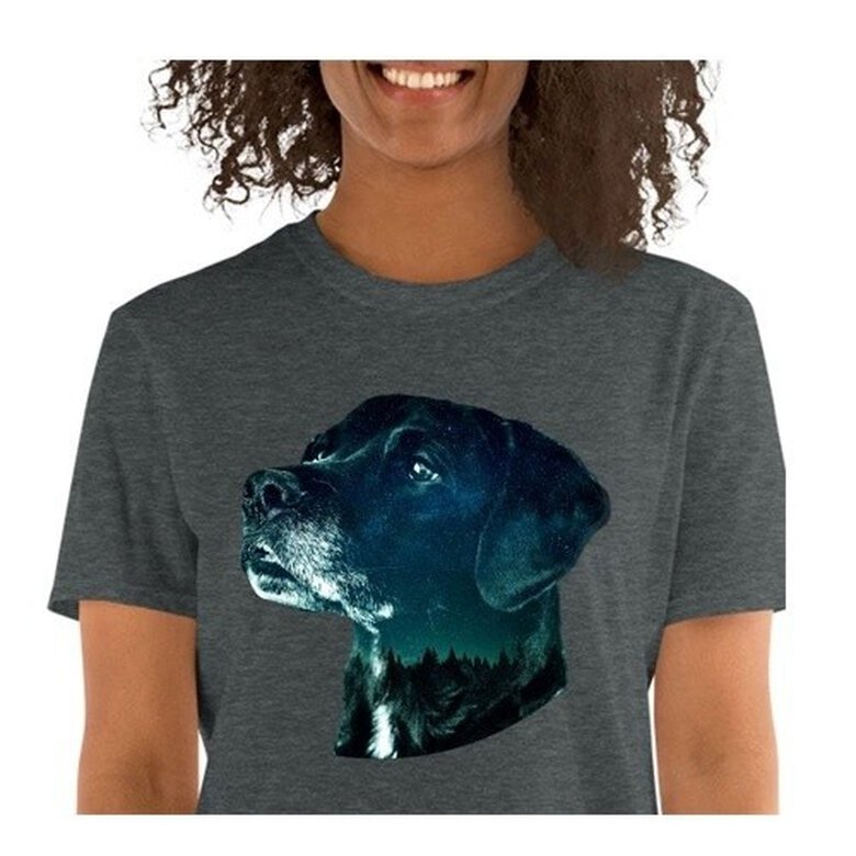 Mascochula camiseta mujer noche estrellada personalizada con tu mascota gris oscuro, , large image number null
