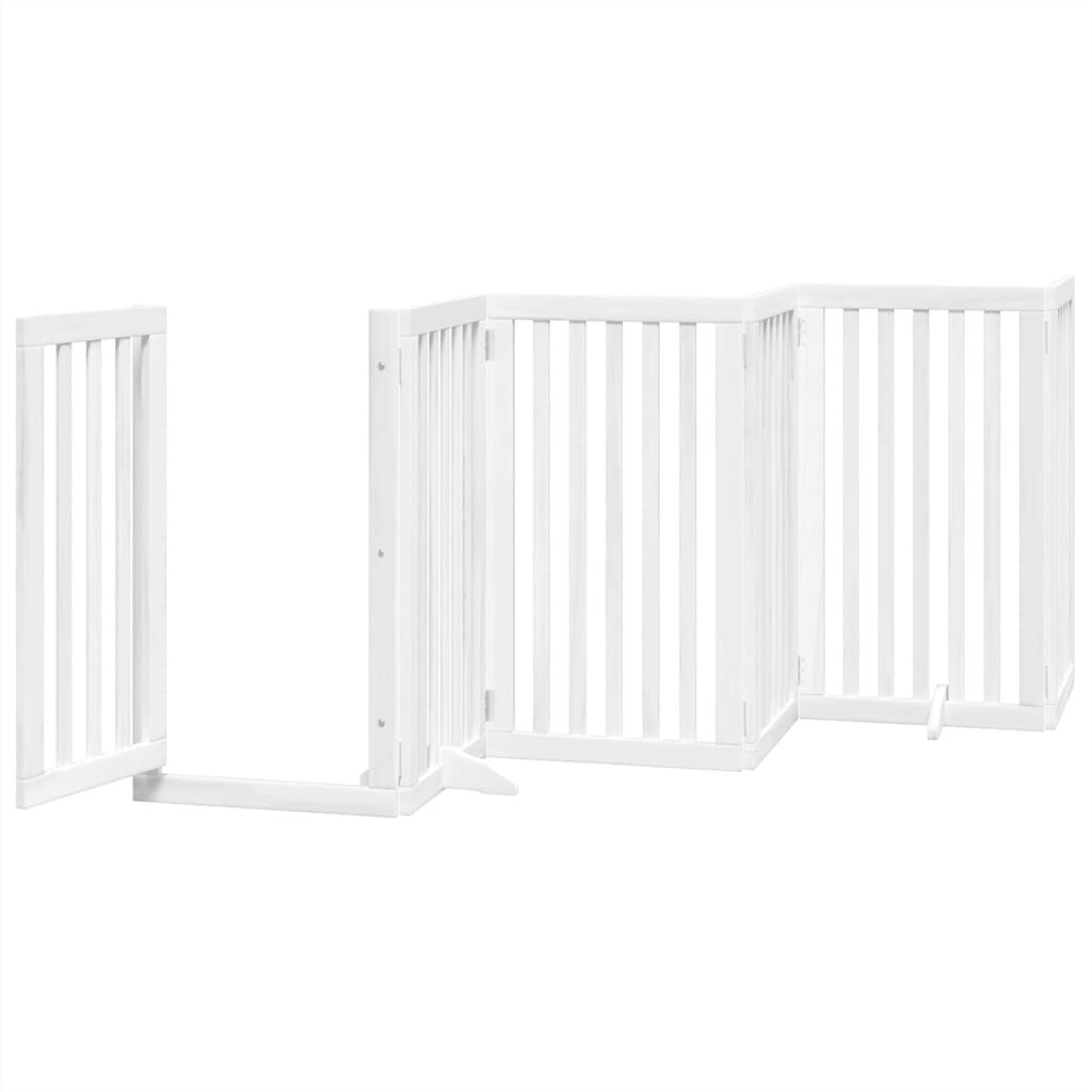 vidaXL Puerta para perros plegable 9 paneles madera &aacute;lamo blanca 450cm, , large Imagen numero 5