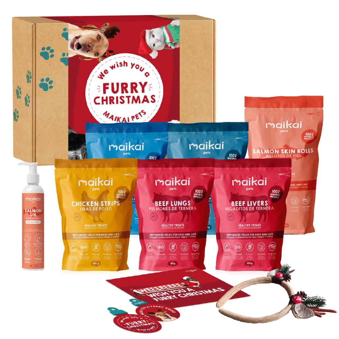 Caja Regalo Navidad para gatos y perros - Lote de snacks + Aceite de salm&oacute;n, , large Imagen numero 1