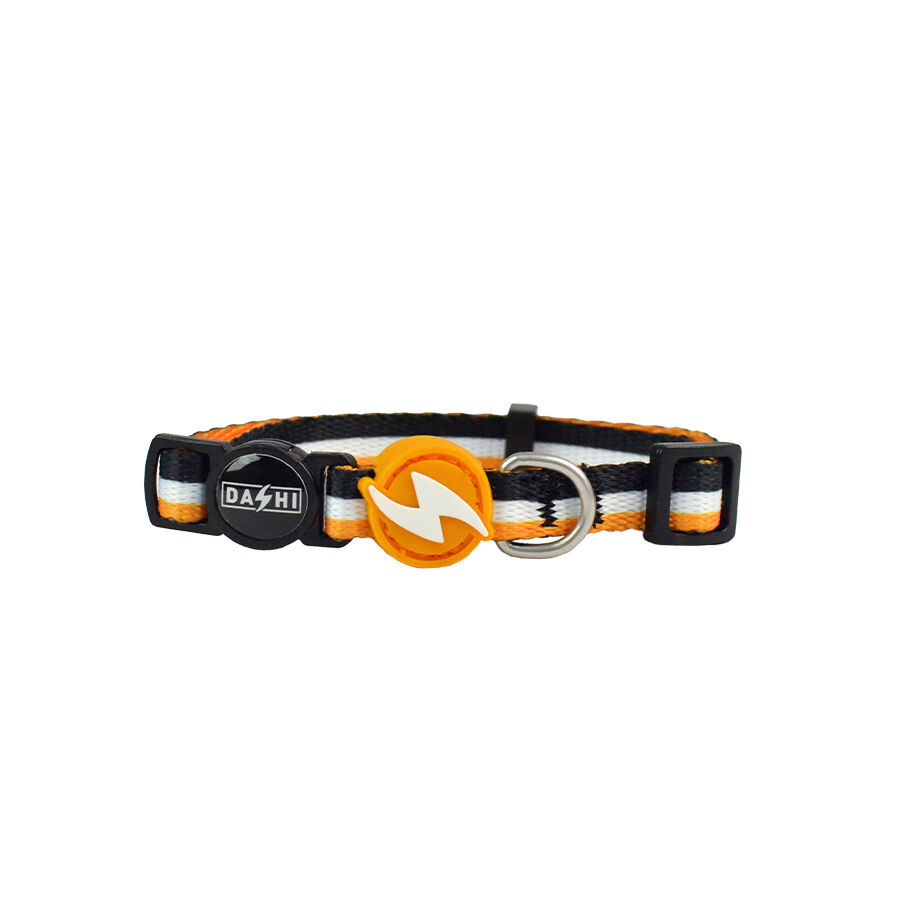 Dashi stripes collar de poli&eacute;ster naranja y negro para gatos, , large Imagen numero 1
