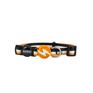 Dashi stripes collar de poliéster naranja y negro para gatos