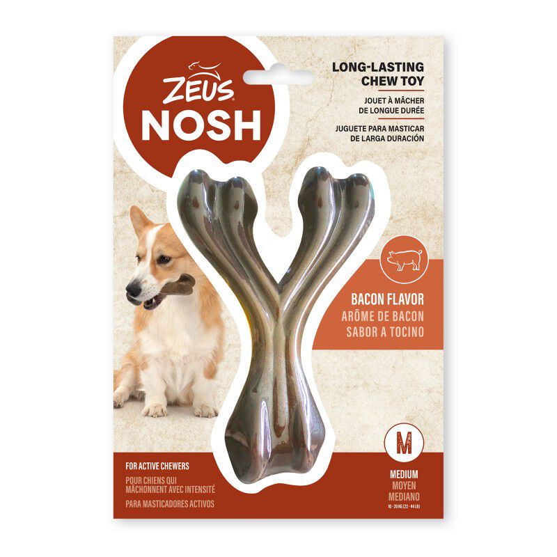Juguete mordedor para perros Zeus Nosh Strong Hueso forma Wishbone, Sabor a Beicon , 11cm, , large Imagen numero 4