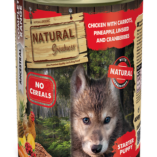 Natural Greatness Complet Range Ancestral Pollo con Zanahoria y Piña lata para perros