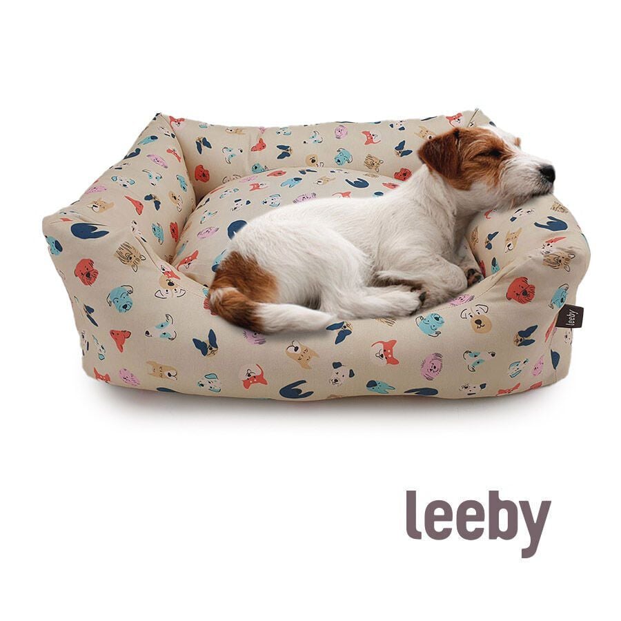 Leeby Cama Beige Estampado Cómic para perros thumbnail
