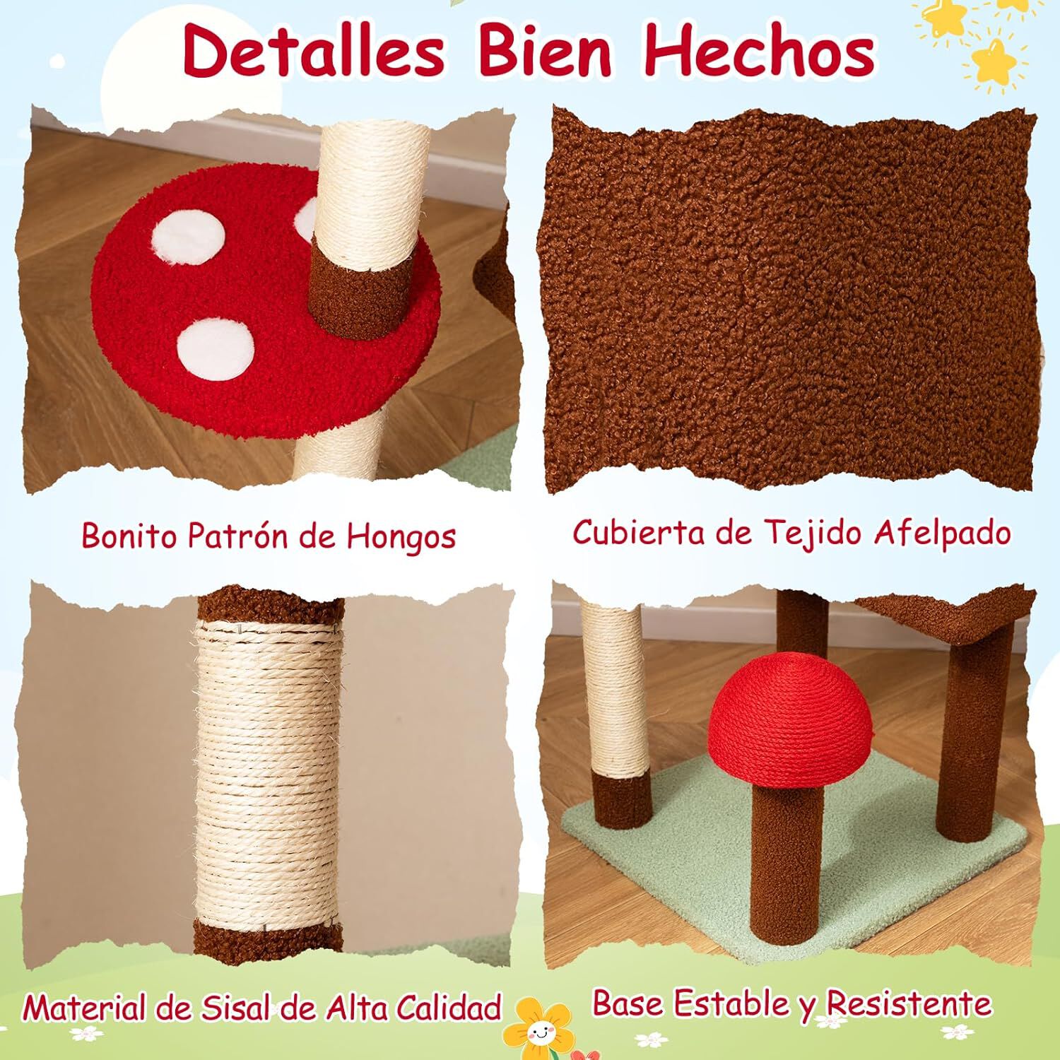 COSTWAY &Aacute;rbol Rascador para Gatos de Suelo a Techo, Torre Rascador Alta para Gatos, Ajustable de 207-277 cm, con Condo y Hamaca, Cesta Colgante, Postes para Rascar de Sisal, 2 Pelotas con Resorte, , large Imagen numero 4