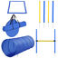 PawHut Set de Entrenamiento de Agilidad para Perros Obstáculos de Salto con Altura Ajustable Túnel para Perros y Bolsa de Transporte Azul y Amarillo, , large indicador imagen numero 1