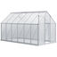 Outsunny Invernadero Policarbonato Aluminio de Jardín 190x375x199 cm 7,1m² Caseta de Exterior con Base Puerta Corredera y 2 Tragaluces para Cultivo Plantas Semillas Transparente, , large indicador imagen numero 1