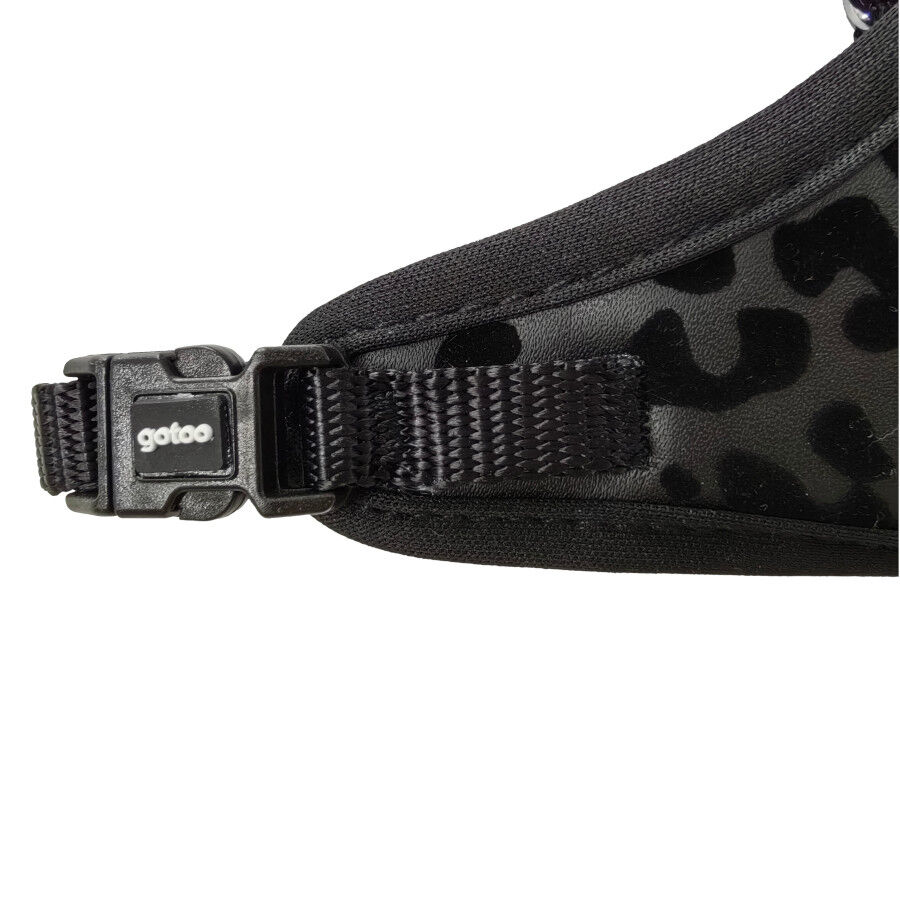 Gotoo Correa y arn&eacute;s estampado animal negro para gatos , , large Imagen numero 4