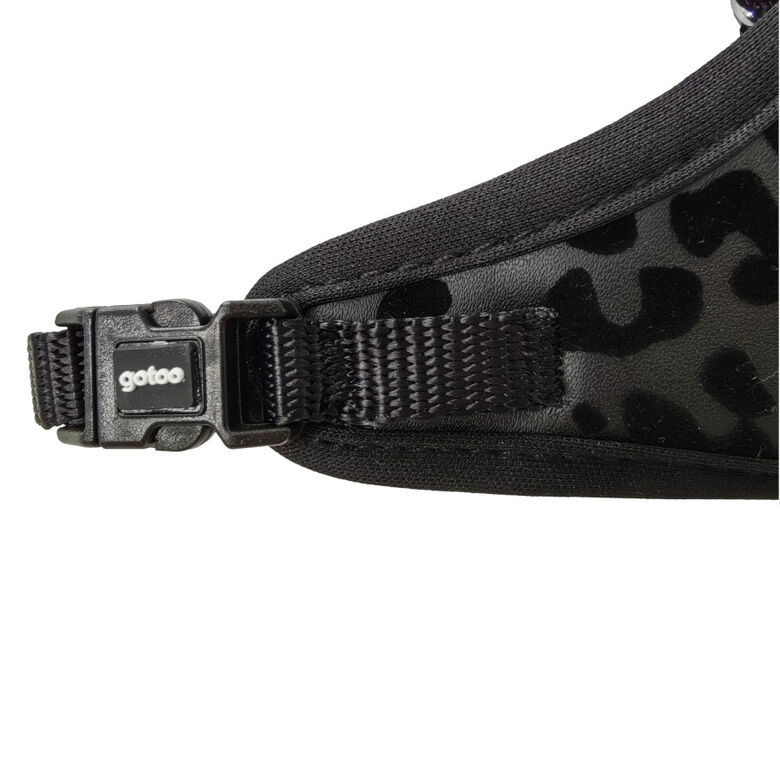 Gotoo Correa y arnés estampado animal negro para gatos thumbnail