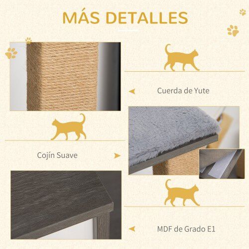 Pawhut &aacute;rbol rascador con cuevas gris para gatos, , large Imagen numero 5