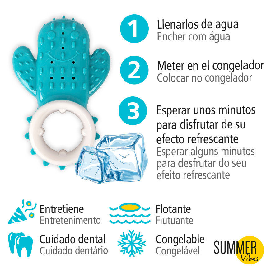 Summer Vibes Mordedor fr&iacute;o cactus azul para cachorros, , large Imagen numero 3