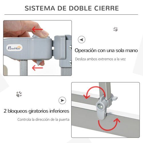 PawHut barrera de seguridad extensible para escaleras gris para perros, , large Imagen numero 4