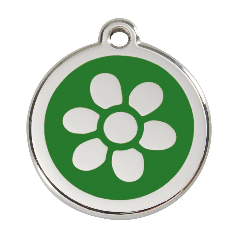 Placa identificativa Acero Inoxidable Esmalte Flor Verde para perros, , large Imagen numero 1