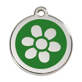 Red Dingo Placa identificativa Acero Inoxidable Esmalte Flor Verde para perros