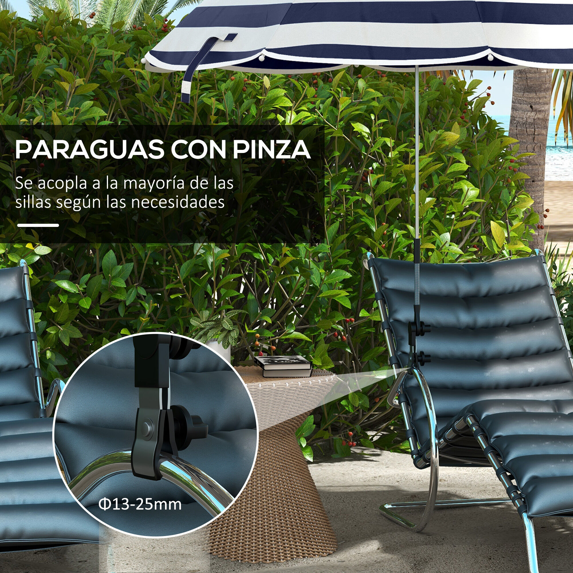 Outsunny Sombrilla de Playa Azul, , large Imagen numero 5