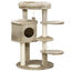 PawHut Árbol Rascador para Gatos Pequeños Altura 94 cm Torre para Gatos con Cama Superior Cueva 3 Escaleras Bolas Colgantes y Postes de Sisal 55x55x94 cm Marrón, , large indicador imagen numero 1