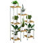 Outsunny Soporte para Plantas Estantería para Flores Soporte para Exhibición de Macetas con 7 Estantes y Marco de Acero para Interiores Exteriores 65x23x94,5 cm Natural y Blanco, , large indicador imagen numero 1