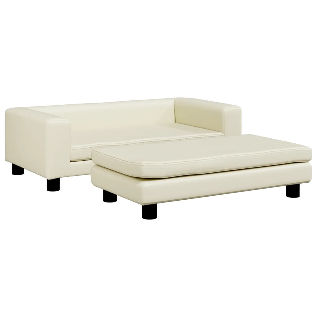 vidaXL Cama de perros con extensi&oacute;n cuero sint&eacute;tico crema 100x50x30 cm, , large Imagen numero 1