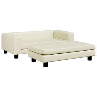 vidaXL Cama de perros con extensión cuero sintético crema para perros
