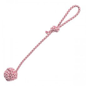 Pelota con tirador de doble nudo para perros color Rosa