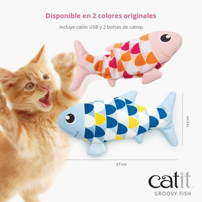 Juguete interactivo en forma de pez Groovy Fish gatos color Rosa Tiendanimal