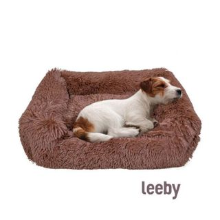 Leeby Cama Suave Antiestrés de Pelo Marrón para perros