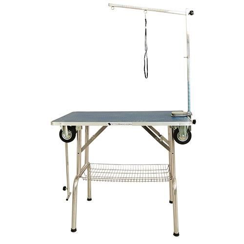 Mesa Exposici&oacute;n con ruedas y horca MESA AZUL, , large Imagen numero 2