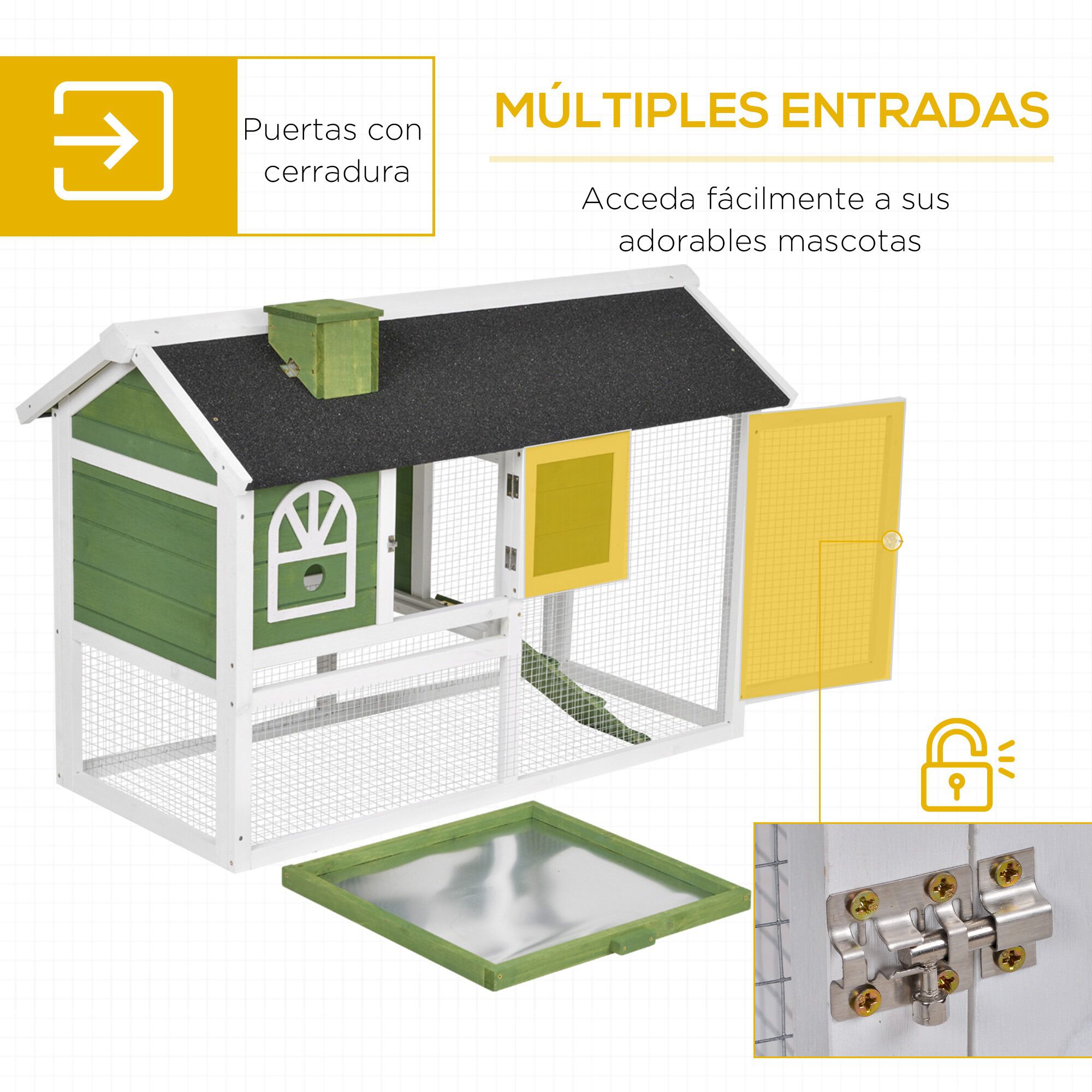 Pawhut Pawhut Conejera De Madera Con Chimenea para conejos thumbnail