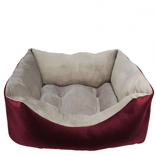 Cuna de tapicer&iacute;a y coralina para perros color Granate, , large Imagen numero 1