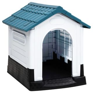 VidaXL Caseta Blanca y Azul para perros medianos