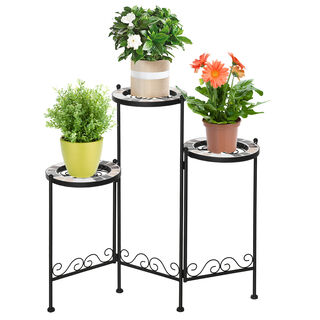 Outsunny Soporte para Plantas Negro para exterior