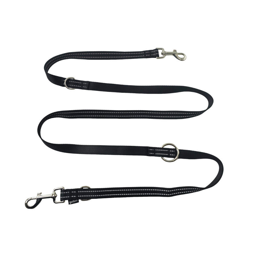 Gotoo Correa multiposición de nylon negra para perros thumbnail