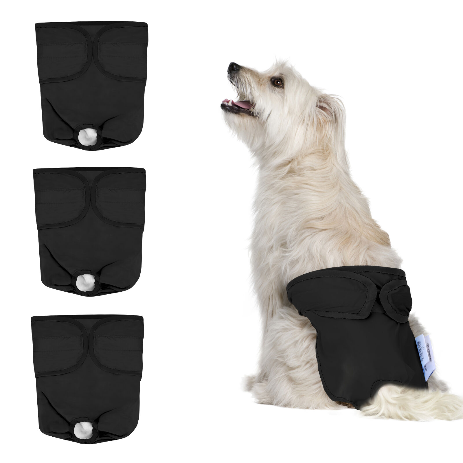 Nobleza 3x Pa&ntilde;ales Lavables para Perros, Bragas Higi&eacute;nica para Perras en Celo,  Reutilizable Mascotas Sanitarios Pa&ntilde;al para Perros Hembras (M Cintura  32-37.5cm, 3 Packs, Negro), , large Imagen numero 1