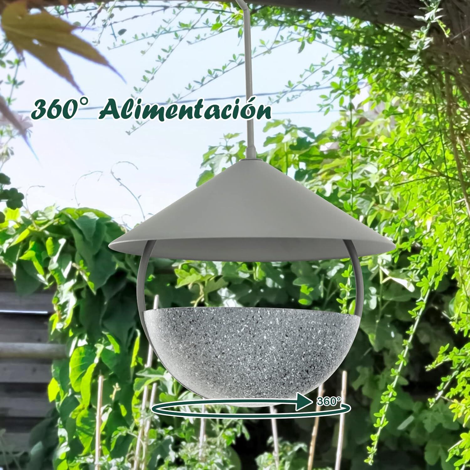 COSTWAY 2 en 1 Comedero para P&aacute;jaros, Comedero Colgante de Metal con C&uacute;pula Resistente a la Intemperie, Gancho y Cuenco de Agua, Comedero para Aves Silvestres, Comedero Exterior para Semillas y Agua, , large Imagen numero 5