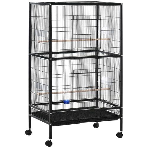 PawHut Pajarera Metálica con ruedas para pájaros