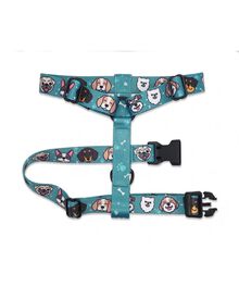 CaponeTheDog Dogs Arnés en H azul con estampado para perros