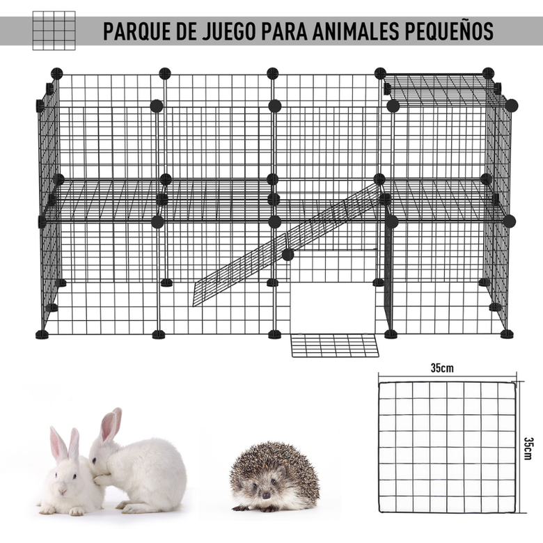 PawHut Parque met&aacute;lico PawHut DIY para roedores color Negro, , large Imagen numero 4