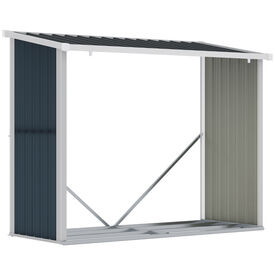 Outsunny Casetilla para Leña Acero Galvanizado