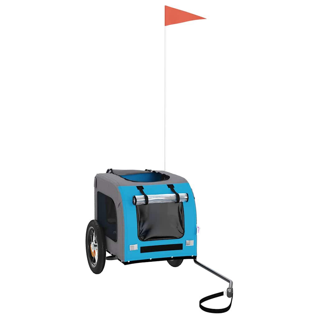 vidaXL Remolque de bicicleta para perros hierro tela Oxford azul gris, , large Imagen numero 7