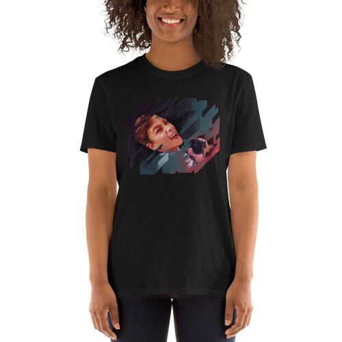 Mascochula camiseta mujer electronic personalizada con tu mascota negro thumbnail