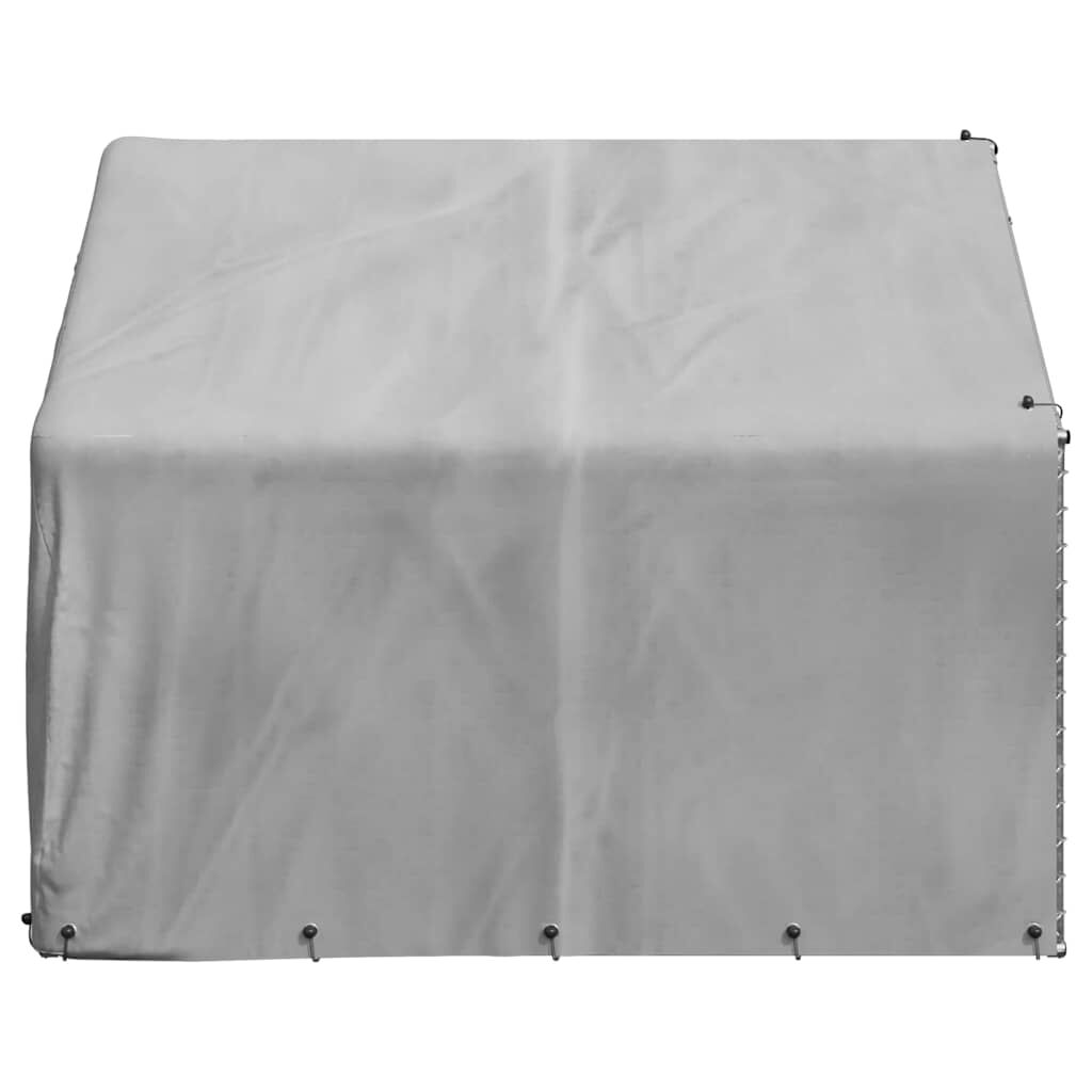 vidaXL Caseta perros exterior con cubierta acero galvanizado thumbnail