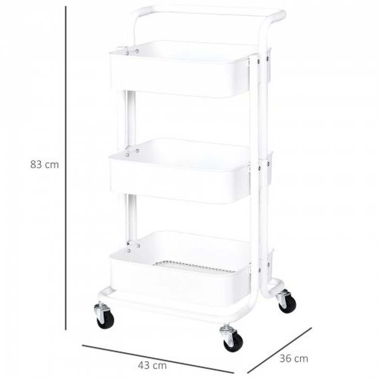Carrito auxiliar de 3 niveles HomCom color Blanco, , large image number null