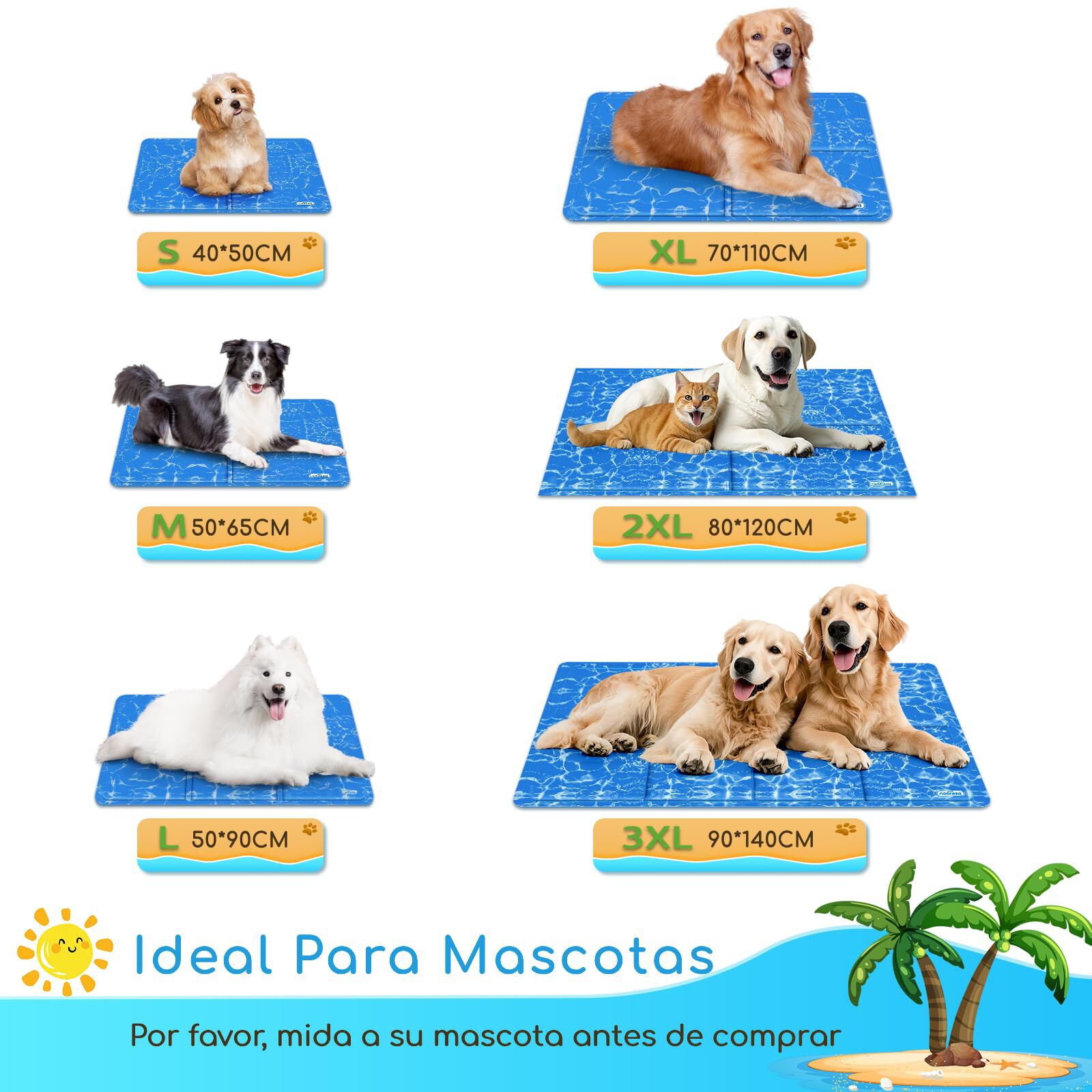 Nobleza Alfombrilla Refrescante para Mascotas &ndash; Estampado, Gel Auto-refrigerante No T&oacute;xico &ndash; Ideal para Perros y Gatos en Verano &ndash; Tama&ntilde;o: 70x110 cm &ndash; Azul, , large Imagen numero 2